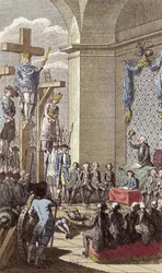 Louis XVI at his trial, crucified between the nobility and the clergy