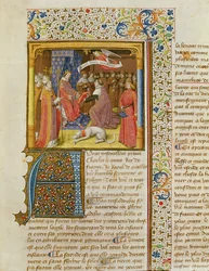 Raoul de Presles Presenting his Translation to Charles V from La Cite de Dieu by St. Augustine, translated by Raoul de Presles c.1400-50