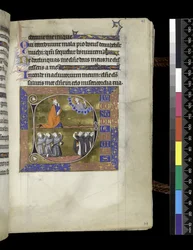 MS 300 f.42r, David prays to God in cloud, from the Psalter and Hours of Isabella of France, Paris, c.1265-70