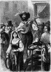 Mandolin Player in a Street in Italy