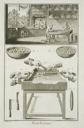 Manufacture of bottle corks, from the Encyclopedie des Sciences et Metiers by Denis Diderot published c.1770