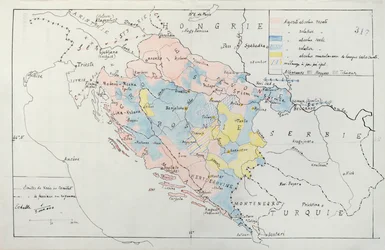 Map of Bosnia with Details of the Areas Occupied by Minority Ethnic Groups, 1910