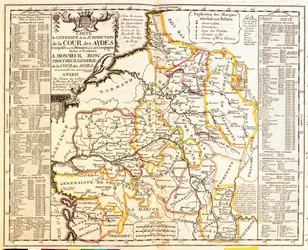 Map of French territories under tax, 1709 (from Le Theatre du Monde by Jean-Baptiste Nolin, 1717)