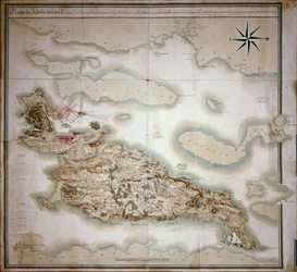 Map of Rhode Island at the time of its occupation 1780-81 by the French Army on the orders of Jean-Baptiste de Vimeur Count of Rochambeau