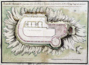 Map of the castle of Taurus located at the sea at the entrance of the river of Morlaix