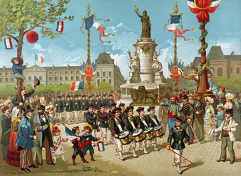 March of School Battalions on the 14th July 1883 at the Place de la Republique