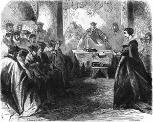 Marie Stuart during her judgment in 1587. In 