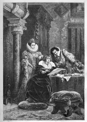 Marie de Medici with her influential Italian friends and confidants Leonora Dori (Dosi) known as Galigai (1571-1617) and her husband Concino Concini (Conchine) (circa 1575-1617)