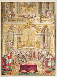 Marriage of the Dauphin of France (Future Louis XVI) with Archduchess Marie-Antoinette in the Chapel at Versailles on 16 May, 1770