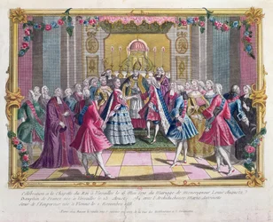 Marriage of the Dauphin of France, future Louis XVI, with Archduchess Marie-Antoinette in the chapel at Versailles on 16 May 1770