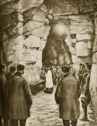 Mass Being Taken Before Battle Within the French Caves