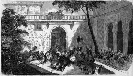 Massacre of Maronite Christians by Druze in the courtyard of a house in Deir el Kamar, Syria