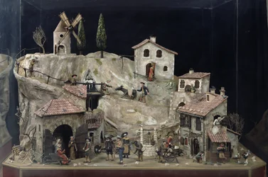 Mechanical village scene