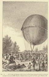 The Duke of Chartres and the Duke of Fitz-James Sign the Report Confirming the Arrival of Charles and Robert in the Meadow of Nesles, near Hedouville (engraving)