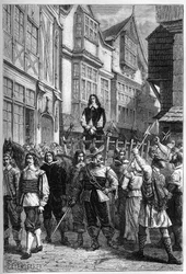 Montrose Taken to Jail on a Cart - James Graham, Marquis of Montrose, Scottish General Exhibited in the High Street of Edinburgh, 1650 - Engraving from 