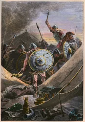 Moorish invasions in the Middle Ages: The Franks led by Charles Martel attack the Saracens