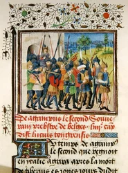 An Army on Campaign, from the Histoire des Nobles Princes de Hainaut, by Jacques de Guise