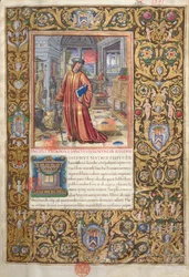 Flavius Josephus in his study, illustration for the Prologue of the Antiquities of the Jews by Flavius Josephus