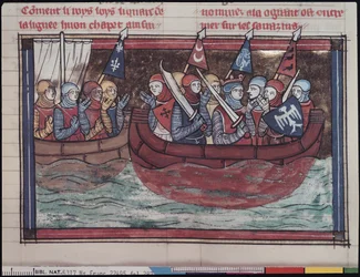 Embarkation for Abroad, from Le Roman de Godefroi de Bouillon, 1337