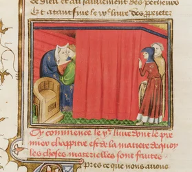Couple in bed, from Le Livre des Proprietes des choses by Barthelemy lAnglais, c.1410-15