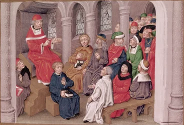 Jean de Gerson Preaching the Passion After Dinner at the Church of St. Bernard, Paris, from Sermons sur la Passion et Traites Divers
