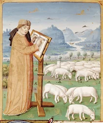 Virgil Writing in a Field of Sheep and Goats, from The Georgics by Virgil with Commentary by Servius