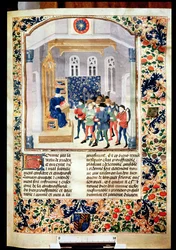 The Author Presenting his Book to the Peasants, from Livre des Prouffitz Champestres by Pietro de Crescenzi