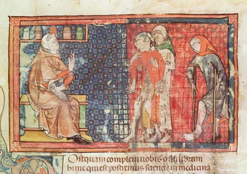 A sick man and a crippled man presented to a doctor, from a treatise by Abul Qasim Kalaf ibn al-Abbas al Zahrawi