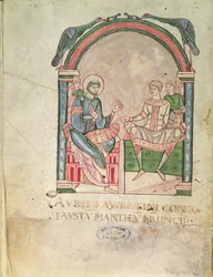 St. Augustine Arguing with Faustus in the Presence of their Pupils, frontispiece from Saint Augustin Contre Faustus