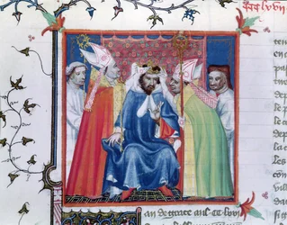 Ms. Fr. 2608 fol. 335v Coronation of Philip III (1245-85), from the Grandes Chroniques de France, c.1400