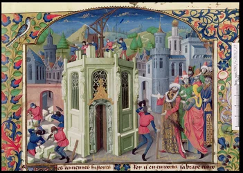 Sultan Omar Initiates the Reconstruction of the Temple of Jerusalem, from the Histoire de la conquete de Jerusalem by William of Tyre, c.1470