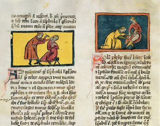 Doctors curing the sick, from an edition of Book of Surgery by Rogier de Salerne