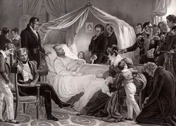 Napoleon I on His Death Bed on St. Helena, 5th May, 1821, After a Painting by Charles de Steuben