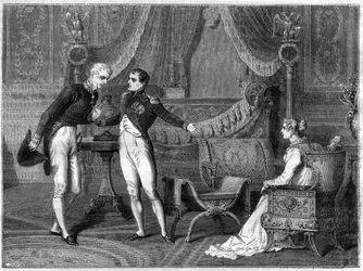 Napoleon, His Wife Marie-Louise and Prince Metternich Talking