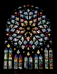 North transept rose window depicting Psalm 150