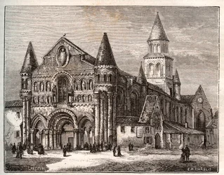 Notre Dame by Poitiers - engraving in 