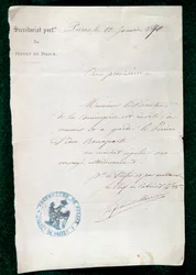 Order of incarceration to the Concierge of Prince Pierre Bonaparte (1815-1881) on January 10