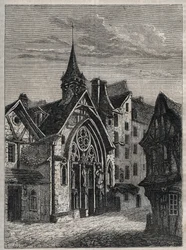 Paris - Rue Saint-Martin, church Saint-Julien-des-Menetriers - Engraving in 