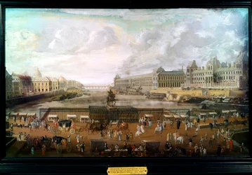 Paris, View of the Pont-neuf (Pont neuf), the Palais du Louvre and the College of Four Nations circa 1680