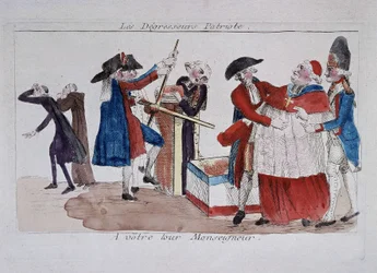 Patriot Scans: Commissioners Passing Clergy in a Press to Make Them Lose Weight, Late 18th Century