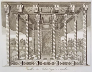 Pavilion at the Royal Palace at Isfahan, from Voyages du Chevalier Chardin en Perse, et autres Lieux dOrient, by Jean Chardin, published 1811