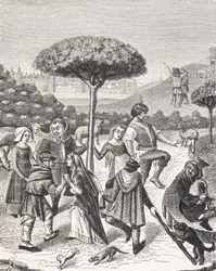 Peasant Dances of the May Feasts, after a Miniature in a 15th Century Prayer Book, from 