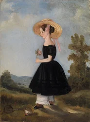 Peasant Girl with Hat in a Landscape