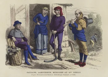 Peasants, Labourer and Musician, 15th Century