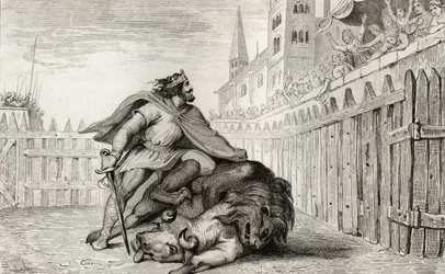 Pepin III (714-68) the Short with the Lion and the Bull, from 