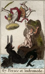 Representation of Perseus saving Andromeda enchained to a rock. From 