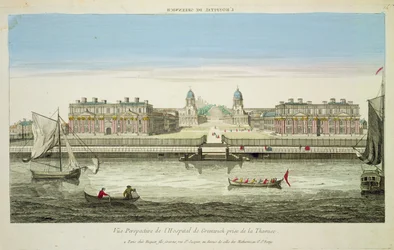 Perspective View of Greenwich Hospital on the Thames, engraved by Huquier