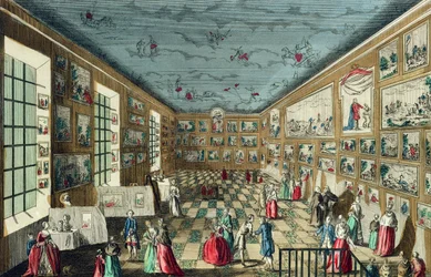 Perspective View of the Salon of the Royal Academy of Painting and Sculpture at the Louvre, Paris