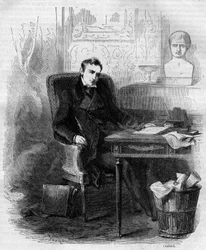 Philippe Paul de Segur (1780-1873), French diplomat and historian, writing the Russian campaign. Engraving from 1856.