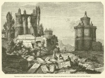 Pigeon Houses and Ruins of a Cemetery, near Isfahan (engraving)